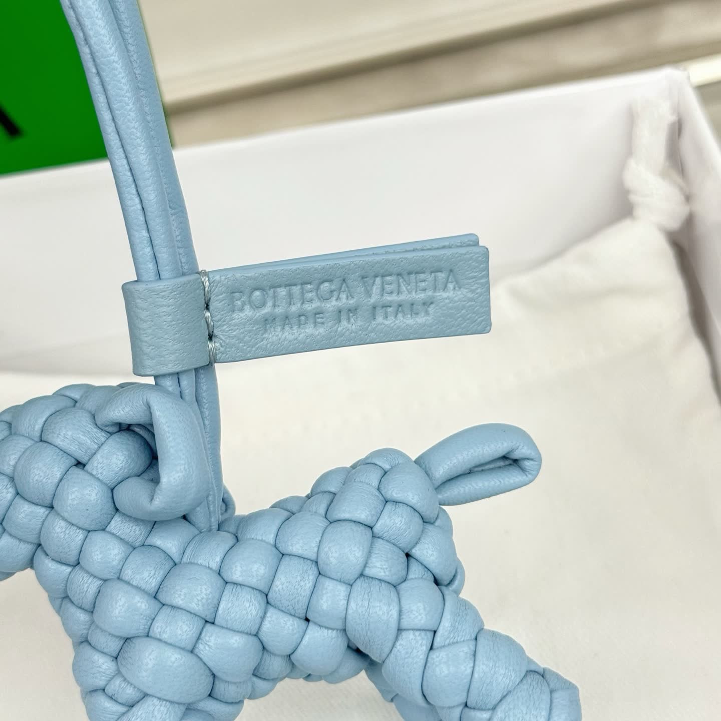 Bottega Veneta Blue Intrecciato Leather Keychain